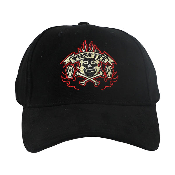 BLACK SKULL LOGO FLAMES CAP