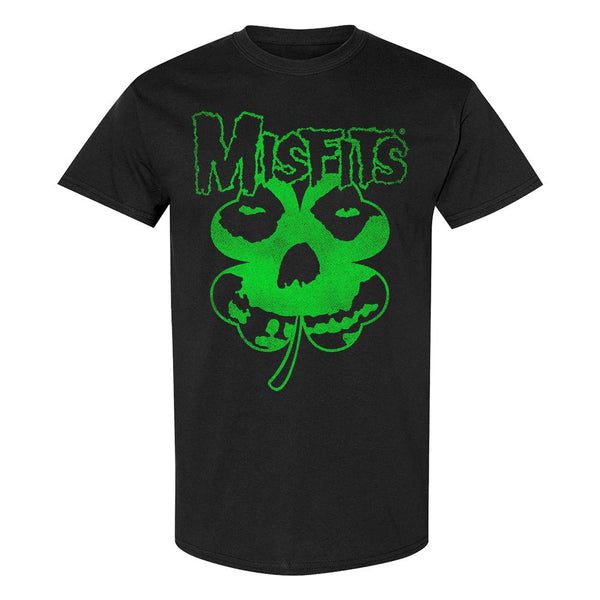 Black Misfits Crimson Clover Fiend Limited Edition Tee with green skull and shamrock logo
