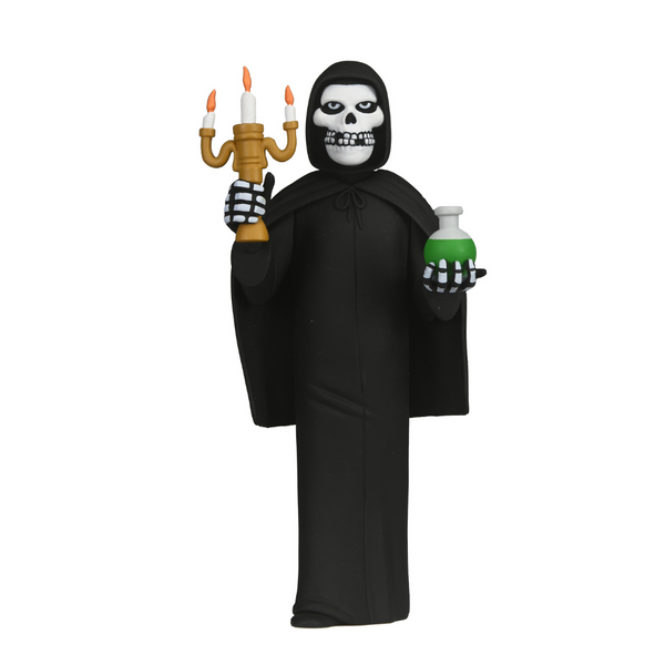 Grim Reaper fiend figure with beer stein in blister card packaging and bonus cutout backdrop