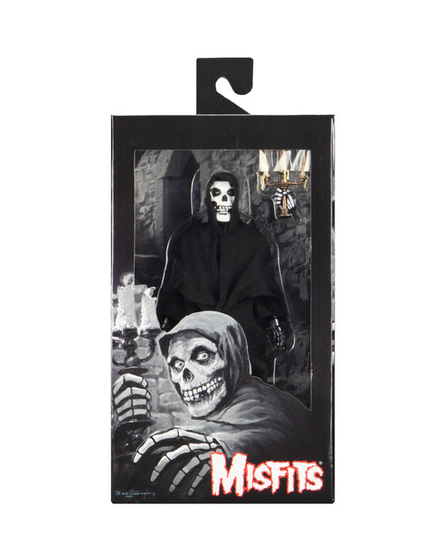 Misfits Fiend 8’’ Clothed Action Figure packaging with skeletal figure in black robe