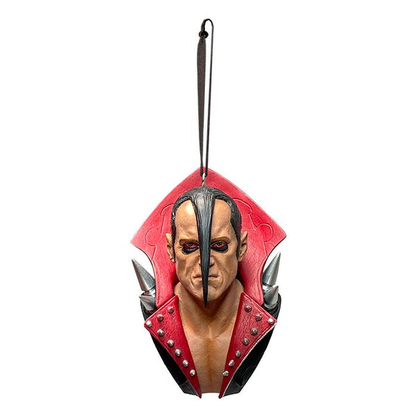 Ornamental mask with red hood and metallic accents for Misfits Jerry Only Ornament