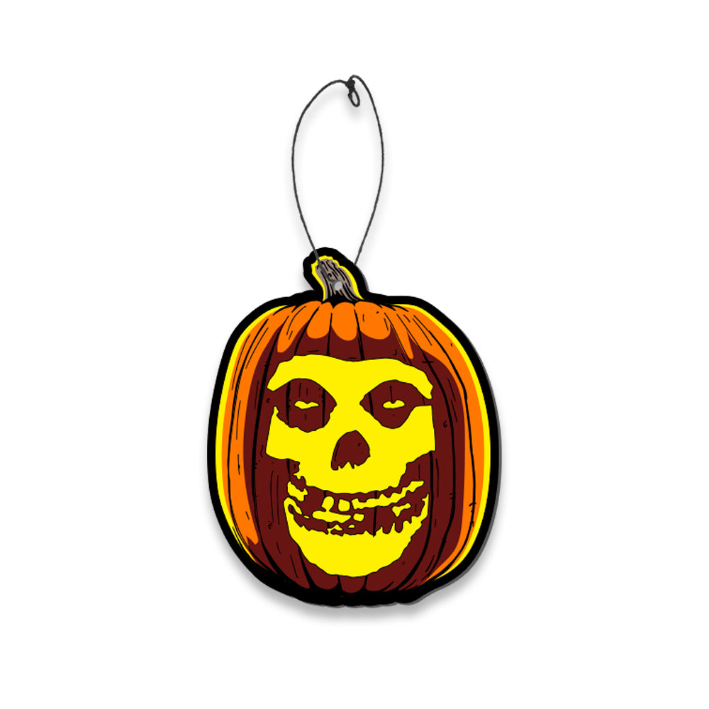 Halloween-themed pumpkin ornament featuring a carved skull for the Remember Halloween Fear Freshener