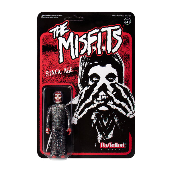Action figure packaging for Static Age Misfits Fiend featuring a skeletal character