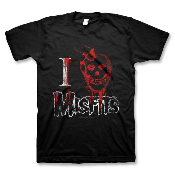 Black I Heart Misfits T-Shirt with red skull design and Misfits text