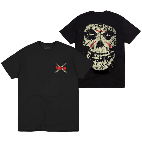 Black t-shirt featuring skull design and logo for Crystal Lake Fiend merchandise