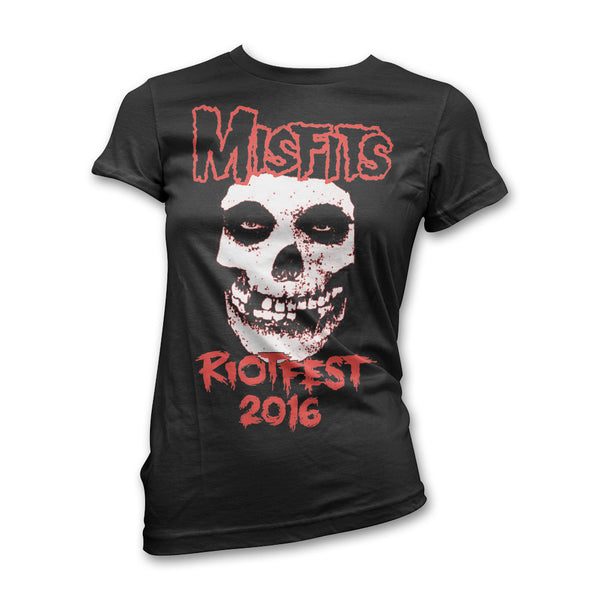 Black t-shirt with skull graphic and Misfits Riotfest 2016 for Original Misfits Reunion