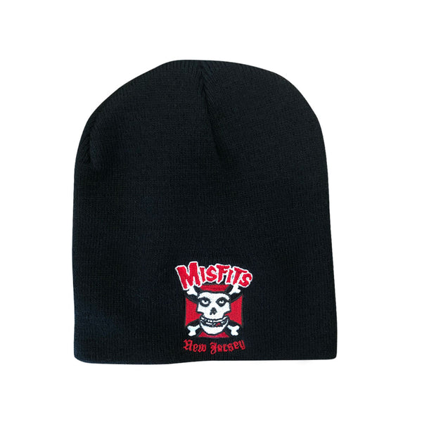 Black Jersey Beanie featuring official Misfits skull logo patch and logo embroidery