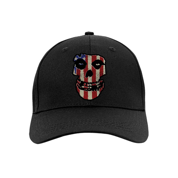 Black baseball cap with Stars and Stripes Fiend Skull design featuring American flag pattern