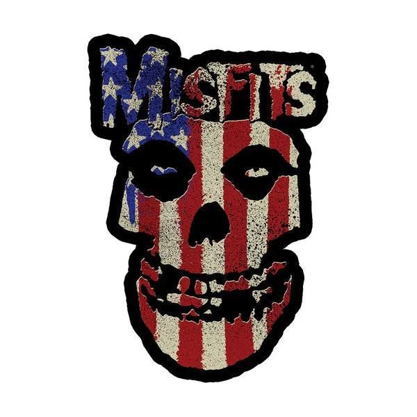 Misfits Stars and Stripes Fiend Skull Die Cut Sticker with American flag colors