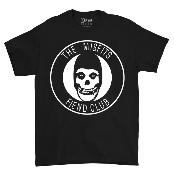 Black Fiend Club Tee with skull logo and The Misfits Fiend Club text design