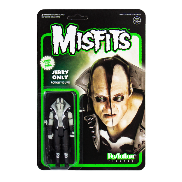 Action figure packaging for Jerry Only with glow-in-the-dark accessories and ReAction Figure