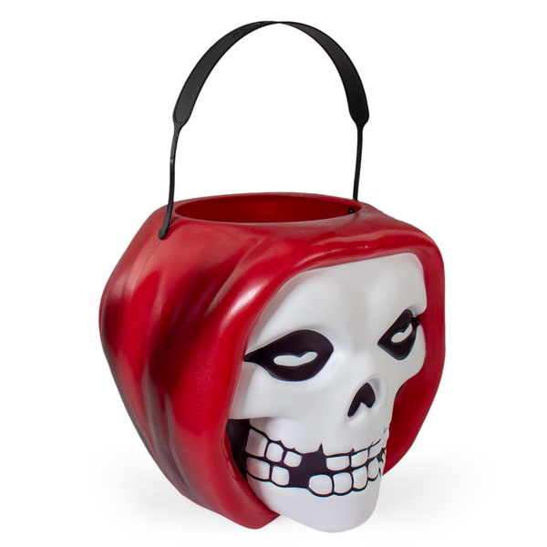 Red Skull-Shaped Halloween Candy Bucket with Handle for Misfits Fiend SuperBucket