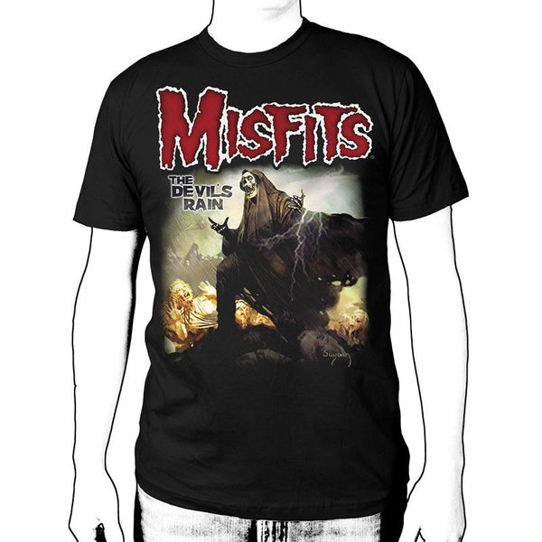 Black The Devils Rain T-Shirt featuring official Misfits Devils graphic and red logo