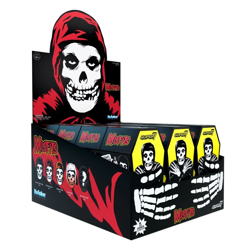 Misfits Blind Box featuring candy and snacks with skull imagery in red and black design