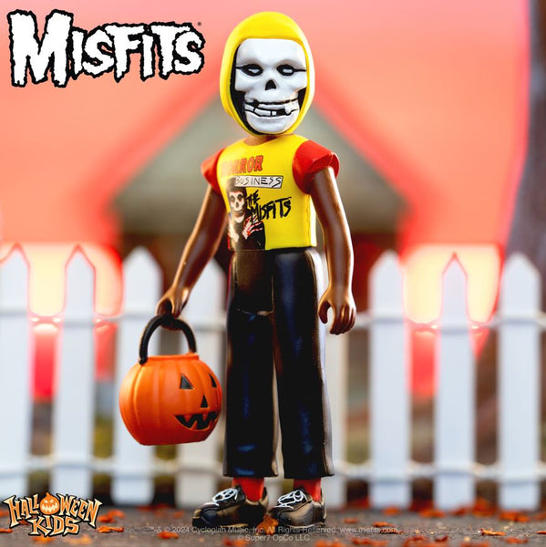 Misfits Halloween Kids Horror Business ReAction Figure with skeleton face and pumpkin bucket