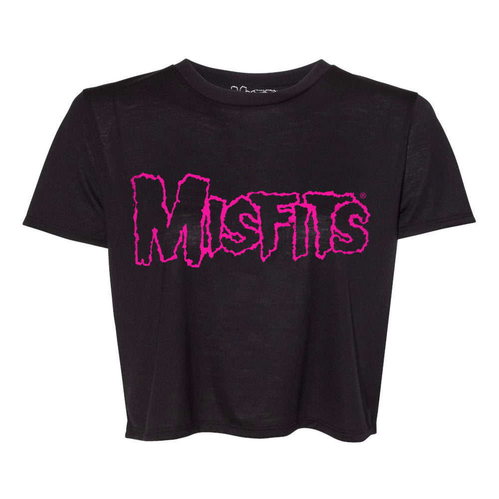 Neon Pink Logo Shop Top Misfits Crop 