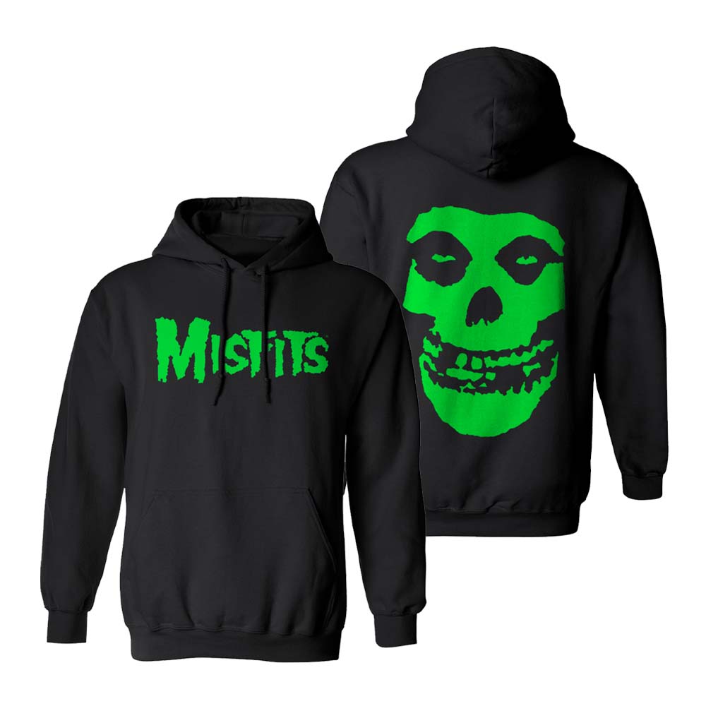 LIMITED EDITION Green Fiend Skull Black Pullover Hoodie | Misfits Shop