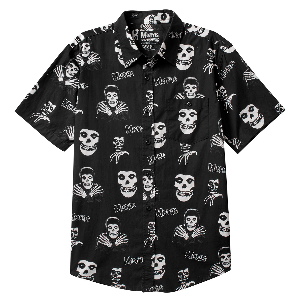 Misfits All Over Short Sleeve Button-Up Shirt